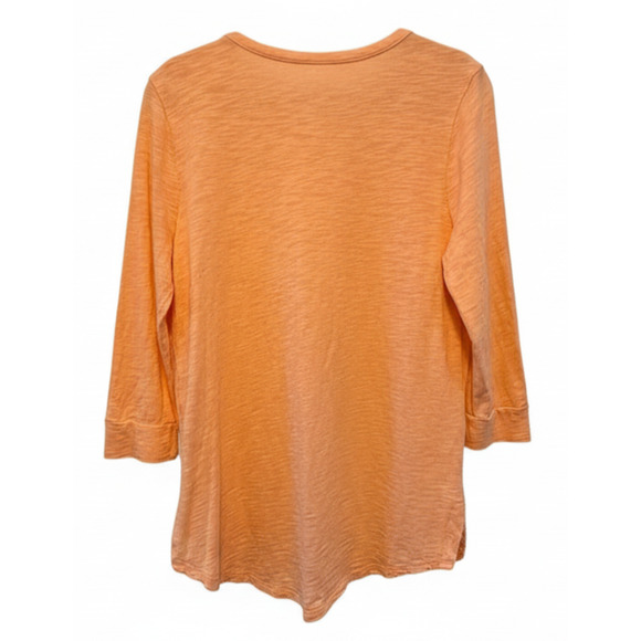 Woman's Coral Slub Cotton 3/4 Quarter Sleeve Chicos Top Small (Chicos Size 0) - Picture 2 of 7